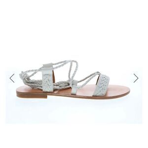 Frye Ruth White Leather Lace Up Gladiator Braided Whipstitch Tassel Sandals sz 7